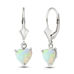 1.3 Carat 14K Solid White Gold Leverback Earrings Natural Opal