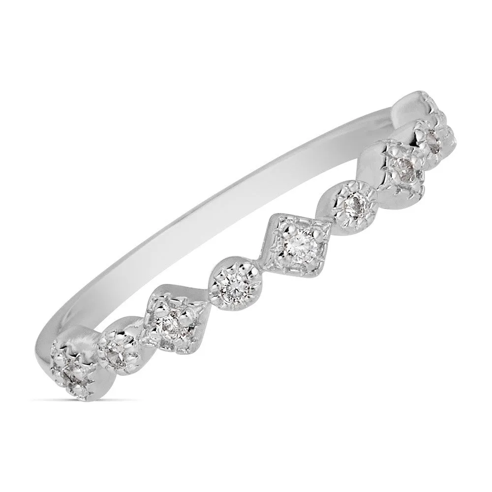 14K DIAMOND STACKABLE BAND SQUARE AND ROUND