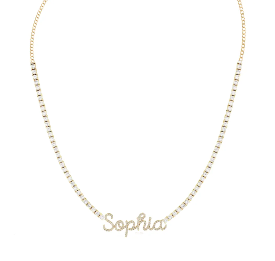 14K Personalized Tennis Necklace