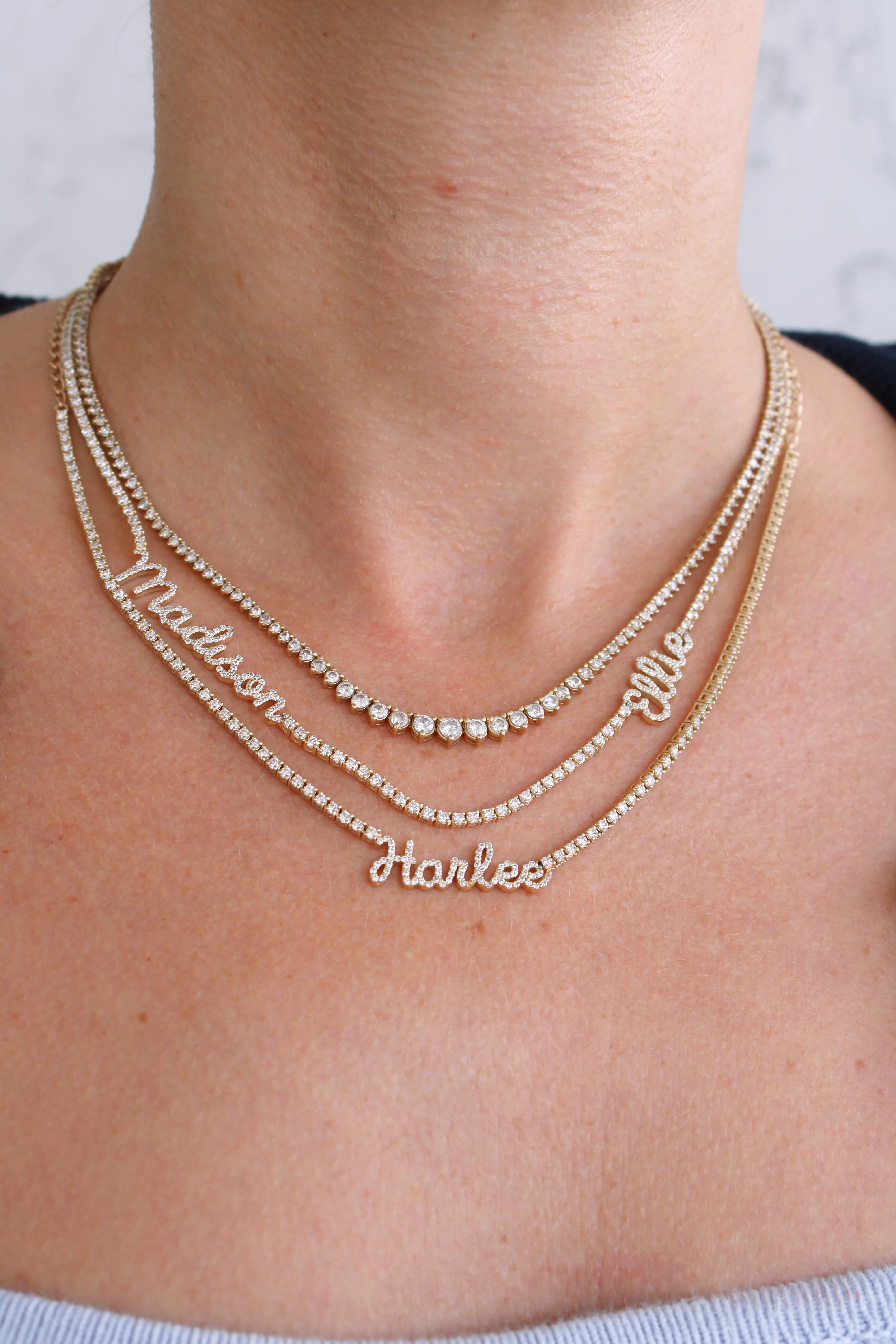 14K Personalized Tennis Necklace
