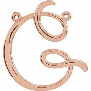 14K Rose Script Initial I Necklace Center