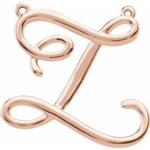 14K Rose Script Initial I Necklace Center