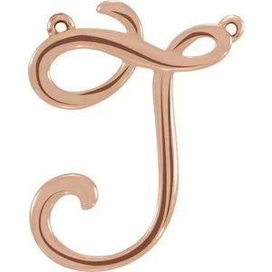 14K Rose Script Initial I Necklace Center