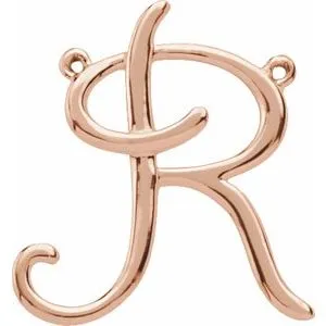 14K Rose Script Initial I Necklace Center