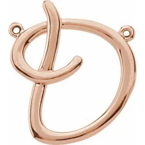 14K Rose Script Initial I Necklace Center