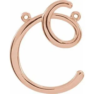 14K Rose Script Initial I Necklace Center
