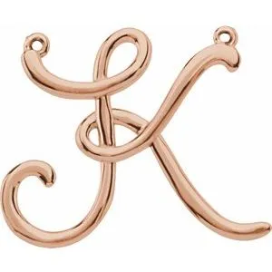 14K Rose Script Initial I Necklace Center