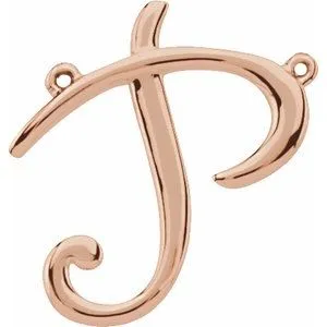 14K Rose Script Initial I Necklace Center