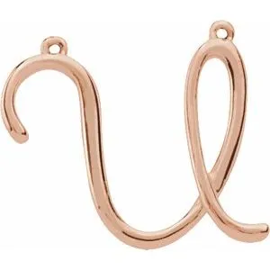 14K Rose Script Initial I Necklace Center