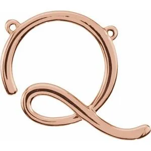 14K Rose Script Initial I Necklace Center
