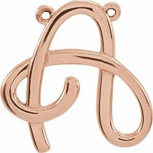 14K Rose Script Initial I Necklace Center
