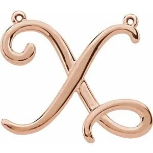 14K Rose Script Initial I Necklace Center
