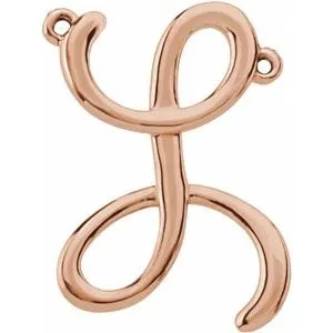 14K Rose Script Initial I Necklace Center