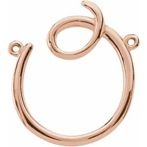 14K Rose Script Initial I Necklace Center