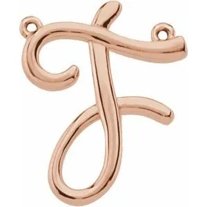 14K Rose Script Initial I Necklace Center