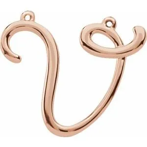 14K Rose Script Initial I Necklace Center