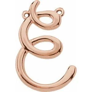 14K Rose Script Initial I Necklace Center