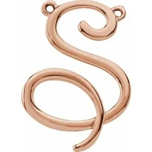 14K Rose Script Initial I Necklace Center