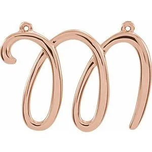 14K Rose Script Initial I Necklace Center