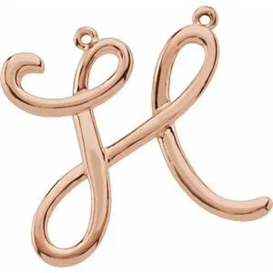 14K Rose Script Initial I Necklace Center
