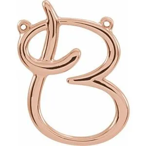 14K Rose Script Initial I Necklace Center