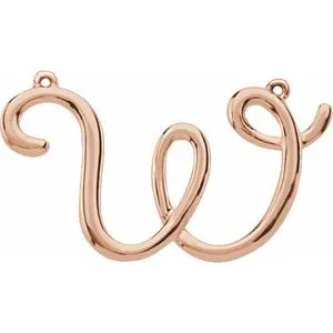 14K Rose Script Initial I Necklace Center