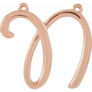 14K Rose Script Initial I Necklace Center