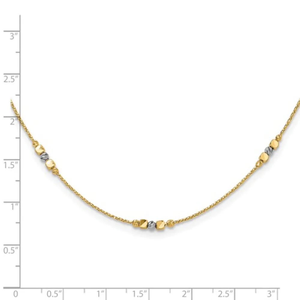 14k Two-Tone Diamond-Cut Bead Station Necklace