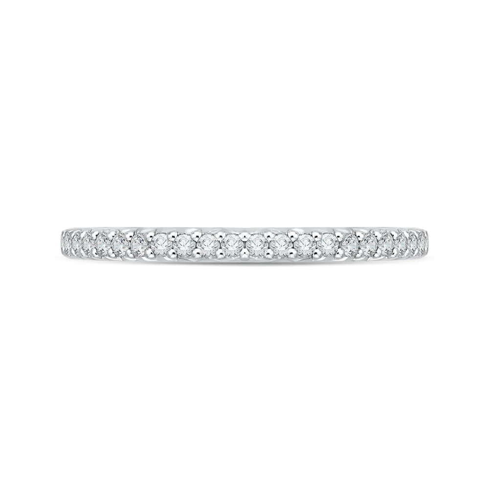 14K Two Tone Gold Round Diamond Half Eternity Wedding Band