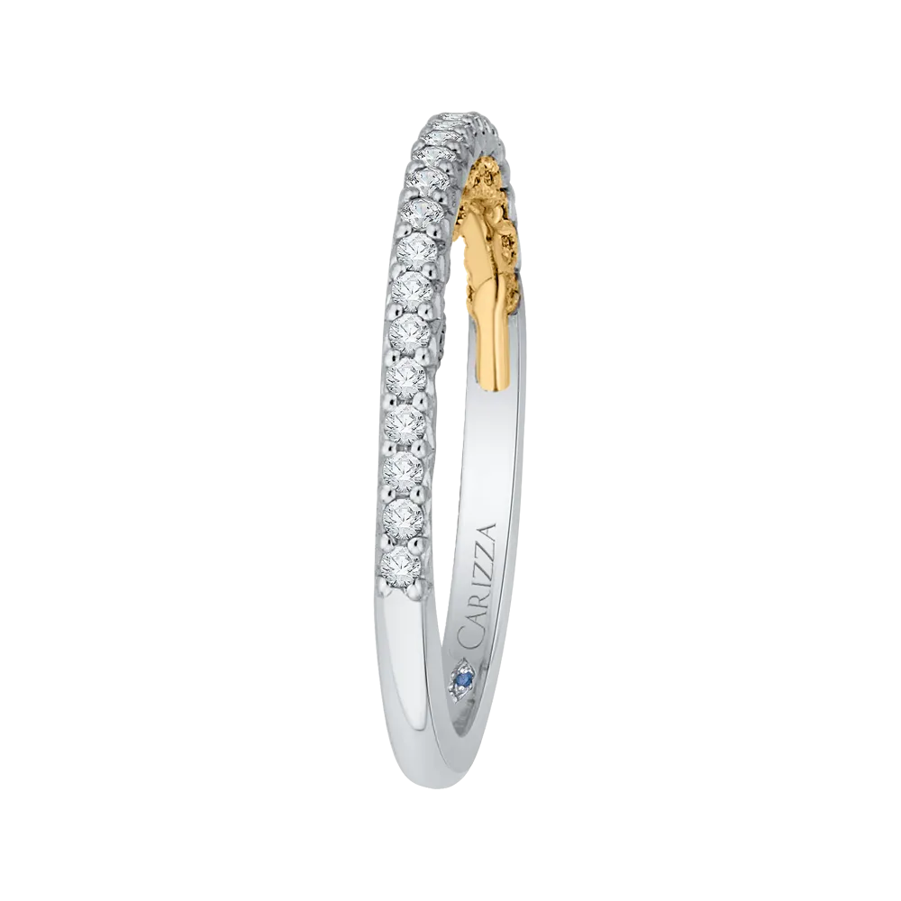 14K Two Tone Gold Round Diamond Half Eternity Wedding Band
