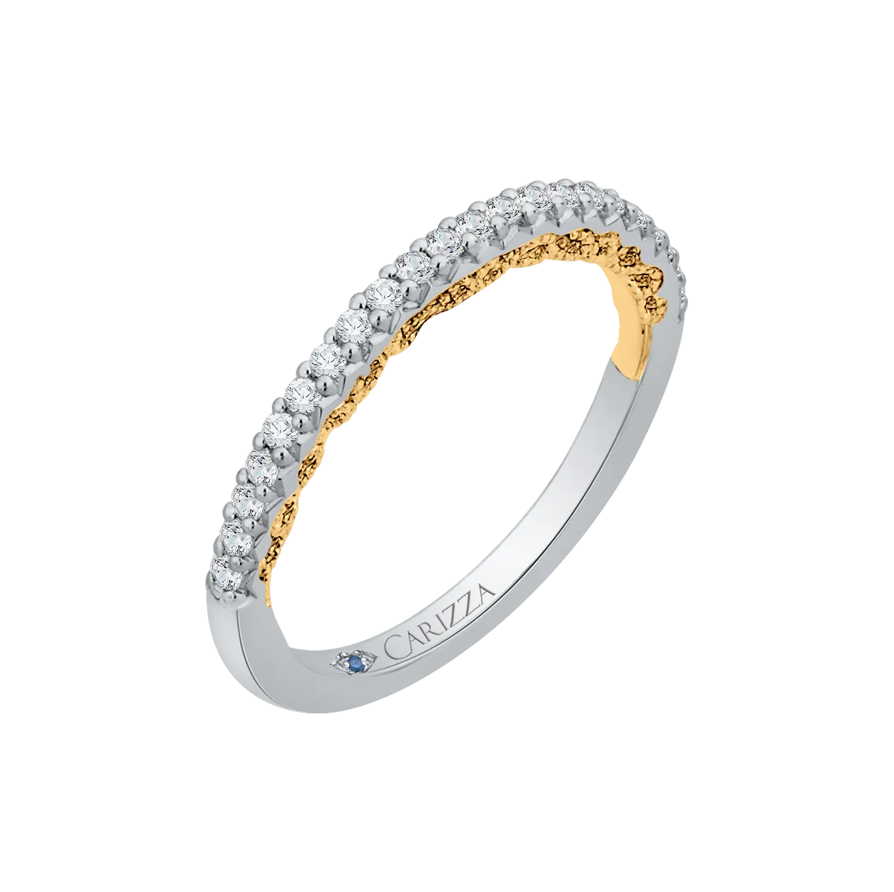14K Two Tone Gold Round Diamond Half Eternity Wedding Band