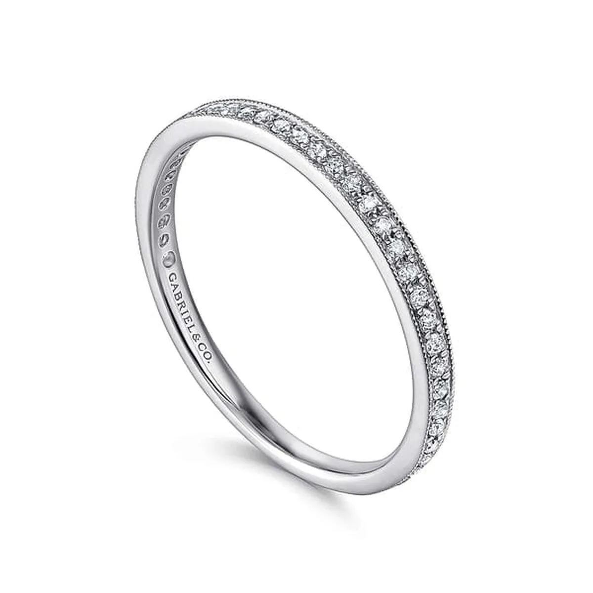 14k White Gold Pavé Diamond Eternity Stackable Ring - LR4862W45JJ