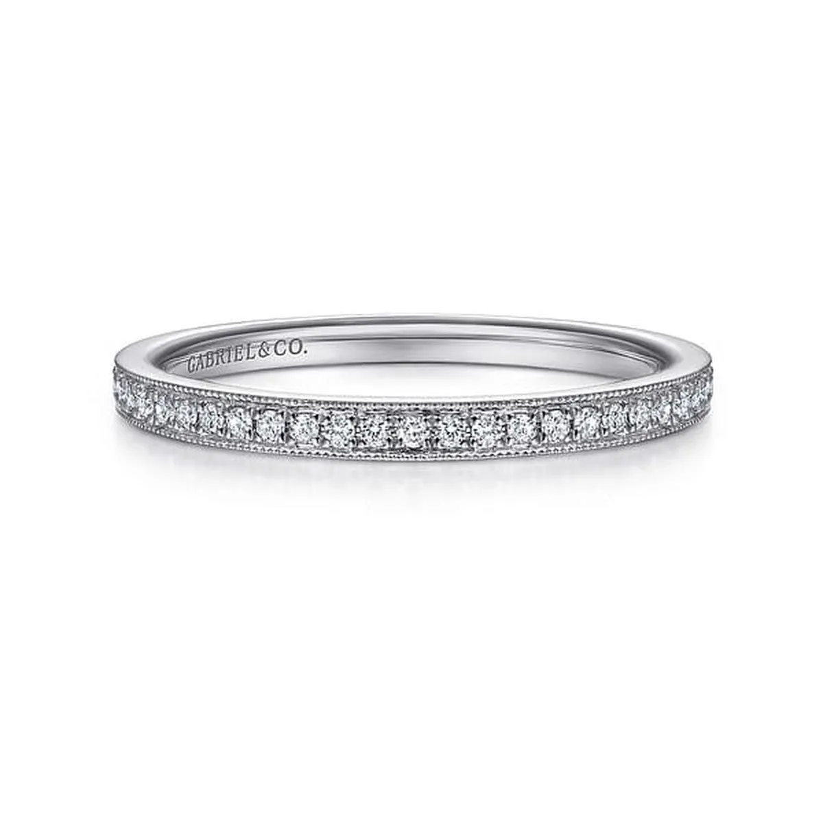 14k White Gold Pavé Diamond Eternity Stackable Ring - LR4862W45JJ