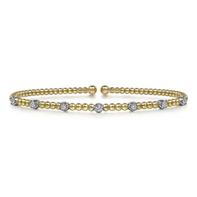 14K White-Yellow Gold Bujukan Diamond Stations Bangle