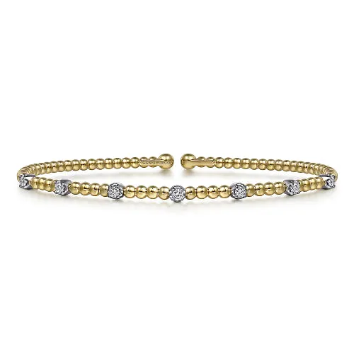 14K White-Yellow Gold Bujukan Diamond Stations Bangle