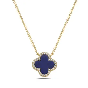 14K Yellow Gold Lapis Necklace