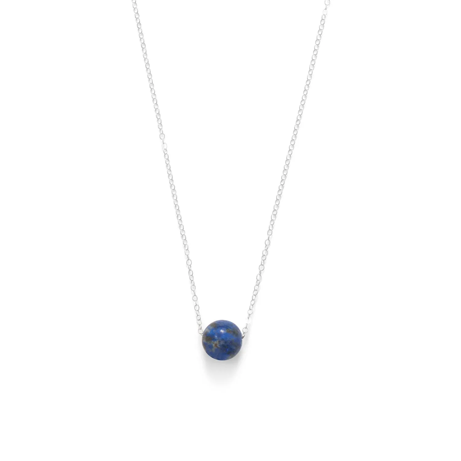 16"   2" Floating Lapis Bead Necklace