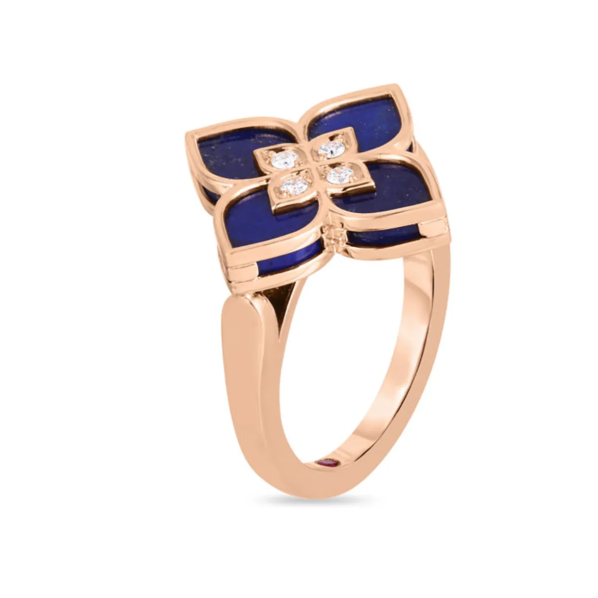 18K Rose Venetian Princess Small Lapis and Diamond Ring