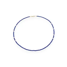 18" Lapis Lazuli x Gold Beaded Necklace