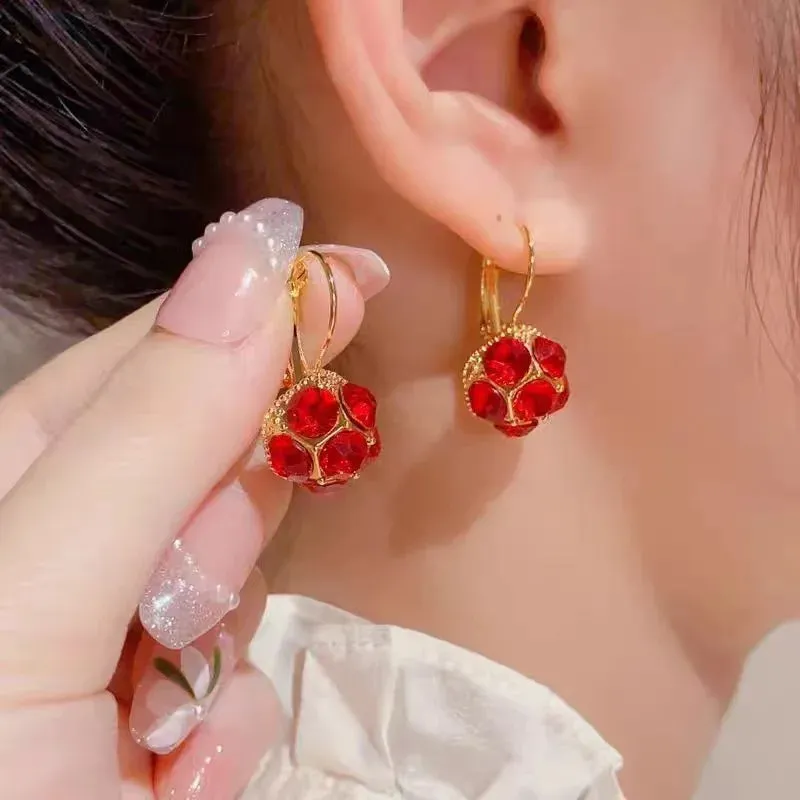 2023 New Fashion Trend Unique Design Elegant Delicate Light Luxury Zircon Green Opal Earrings Women Jewelry Party Premium Gift