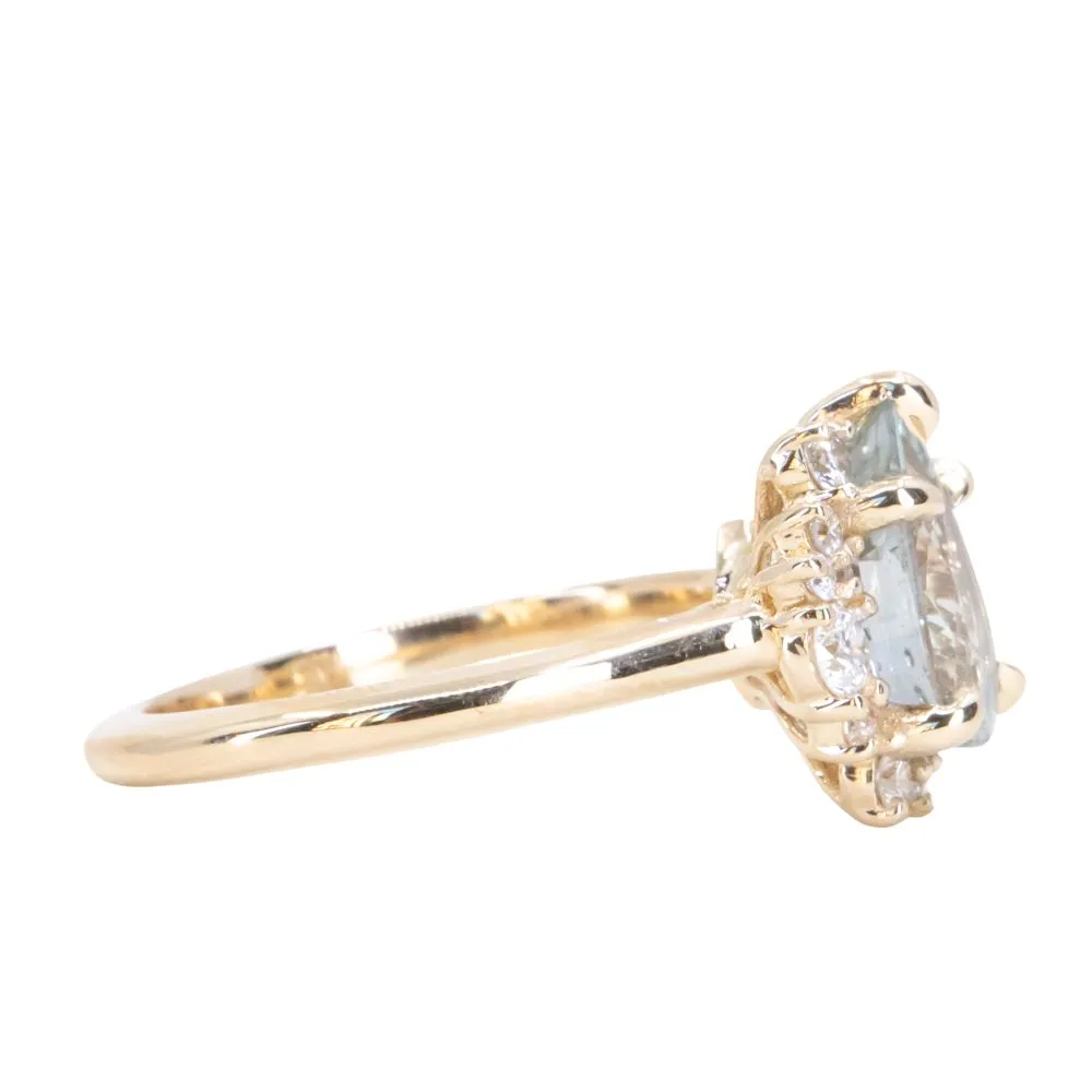 2.21ct Pastel Pear Sapphire and Diamond Asymmetrical Cluster Ring in 14k Yellow Gold