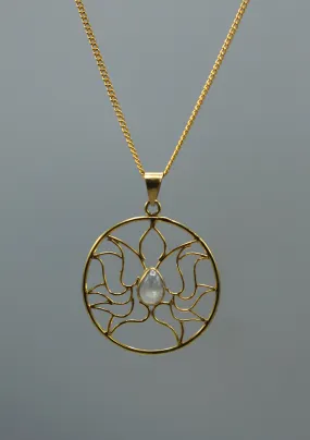 24 K Gold Plated Moonstone Lotus Necklace