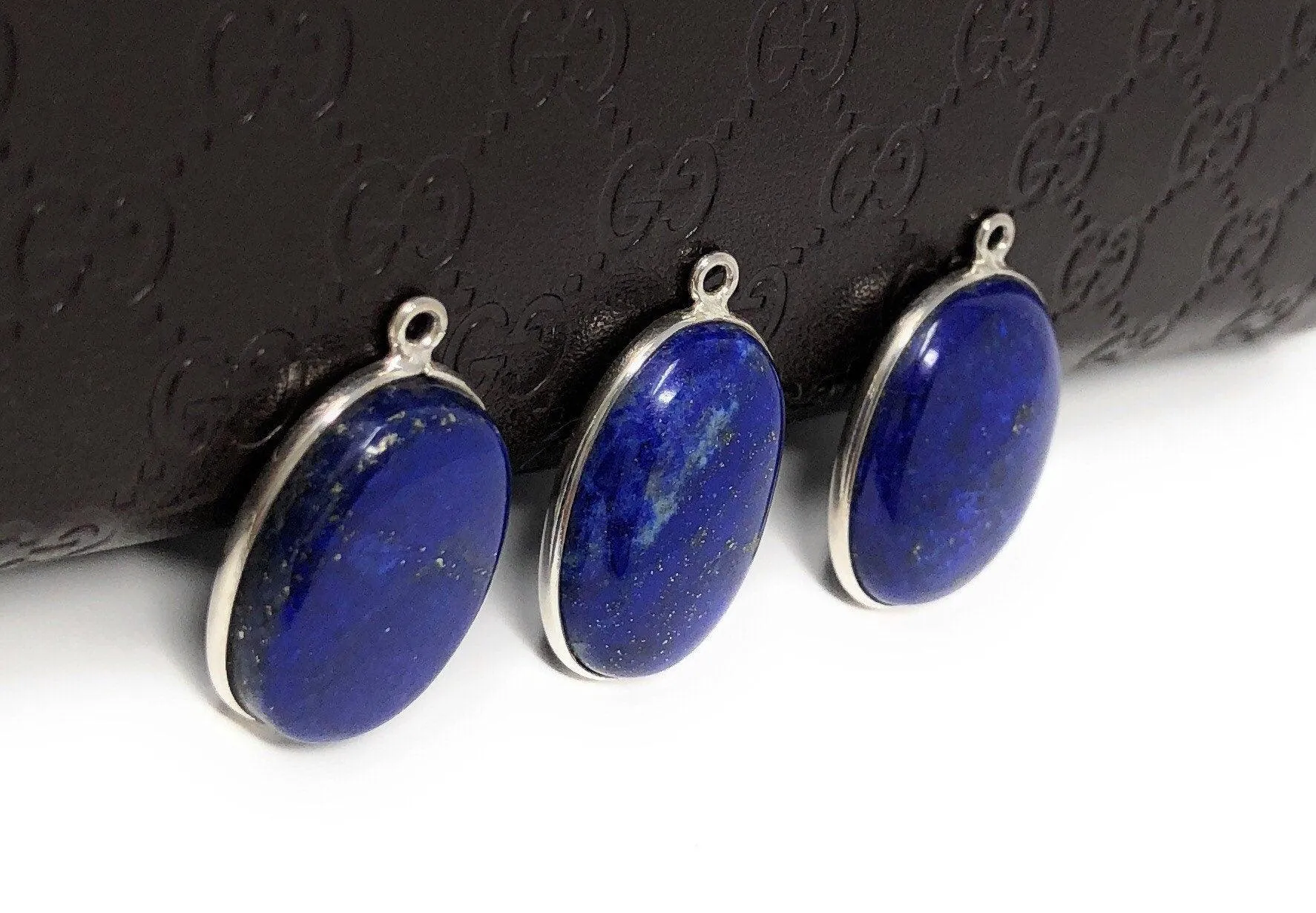3 Pcs Lapis Lazuli Charms, Gemstone Charms, DIY Jewelry Making,