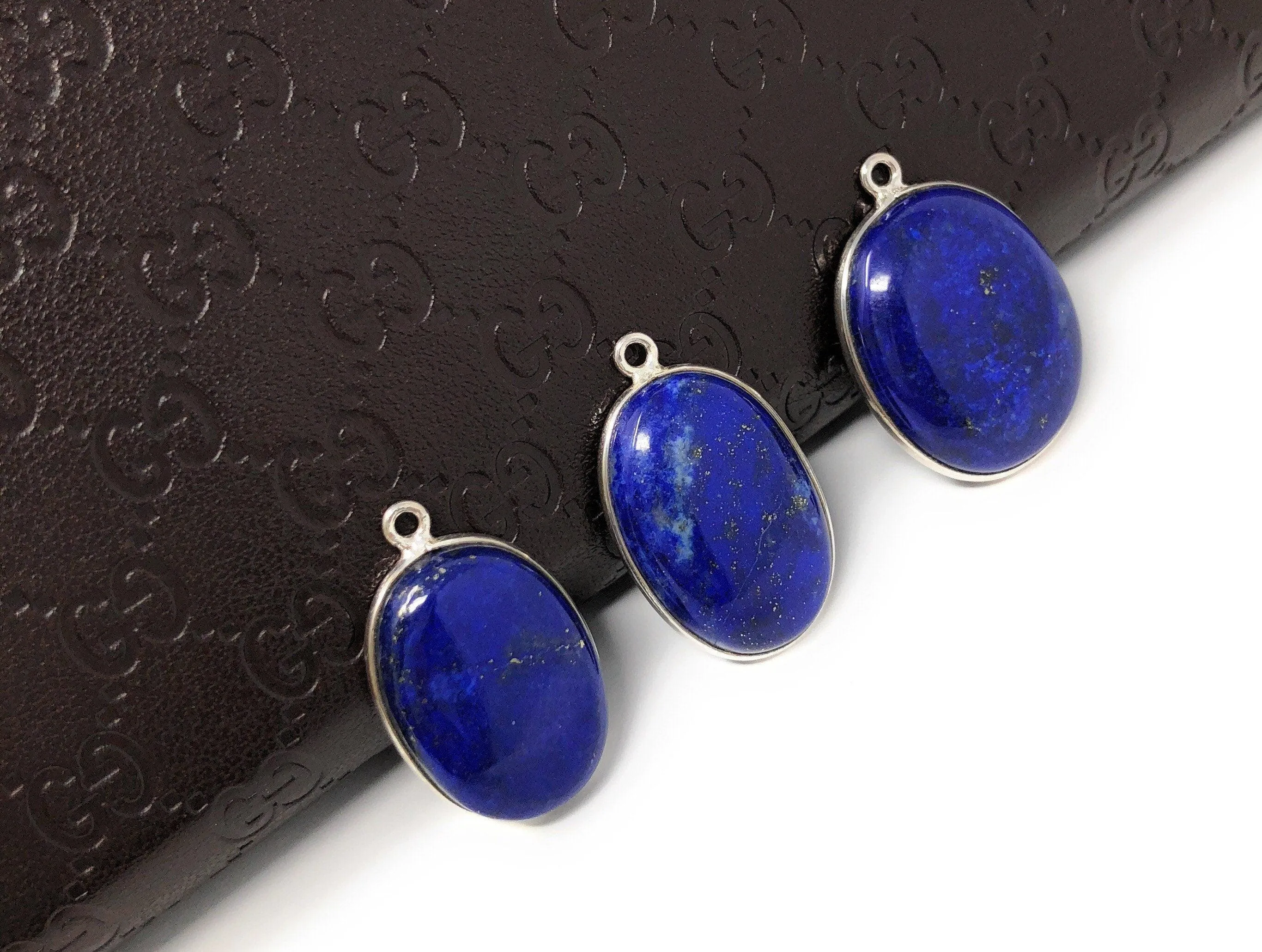 3 Pcs Lapis Lazuli Charms, Gemstone Charms, DIY Jewelry Making,