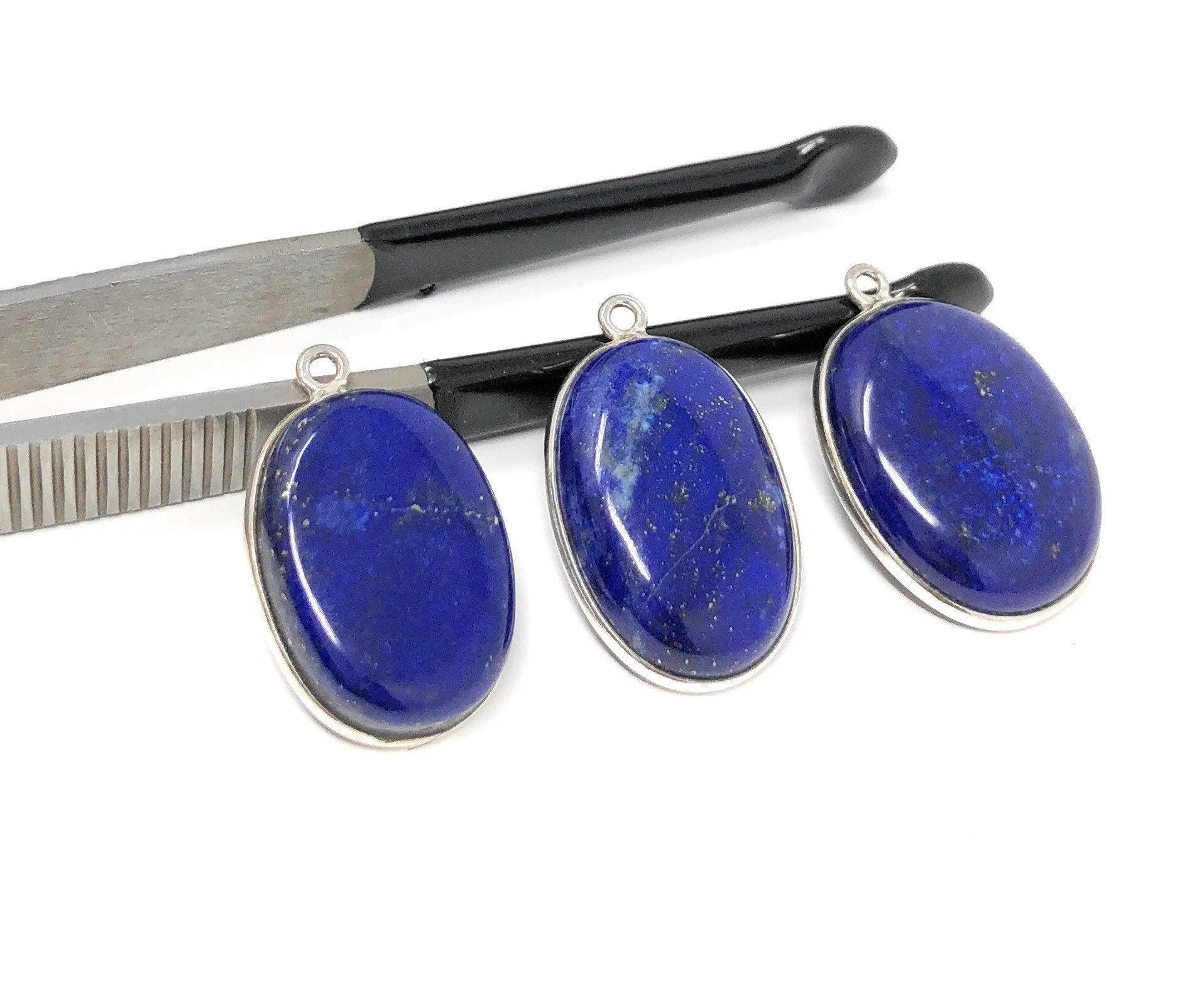 3 Pcs Lapis Lazuli Charms, Gemstone Charms, DIY Jewelry Making,