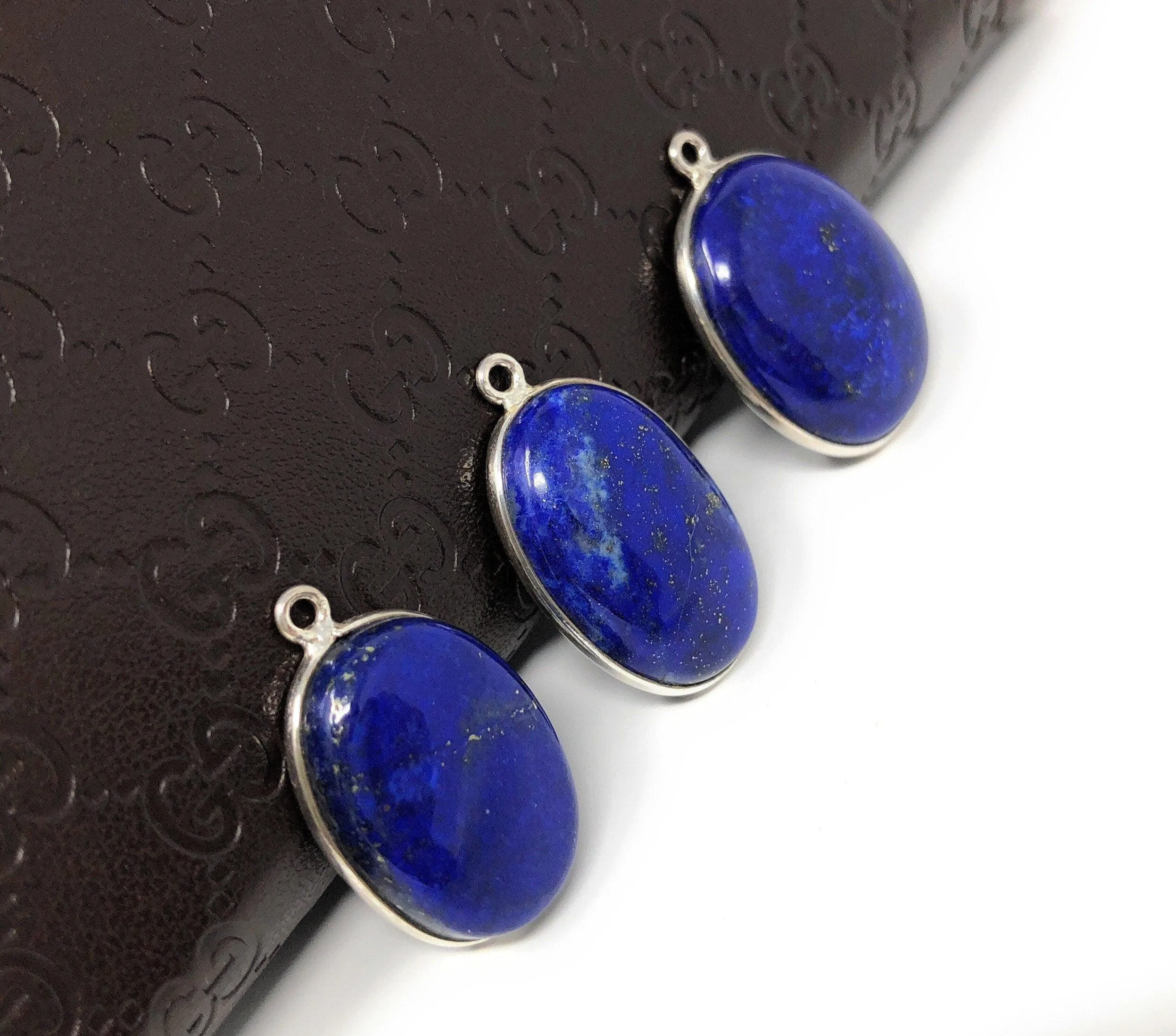3 Pcs Lapis Lazuli Charms, Gemstone Charms, DIY Jewelry Making,