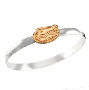 3/4" 14K Gold Alligator Head on Sterling Silver Hook Bracelet