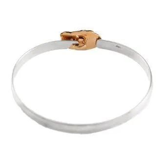 3/4" 14K Gold Alligator Head on Sterling Silver Hook Bracelet