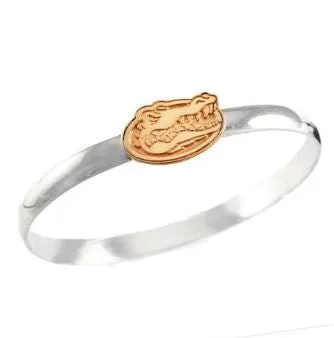 3/4" 14K Gold Alligator Head on Sterling Silver Hook Bracelet