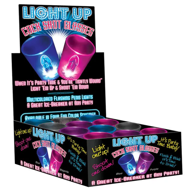 A Case of 12 Light-Up Cock Shot Glasses
